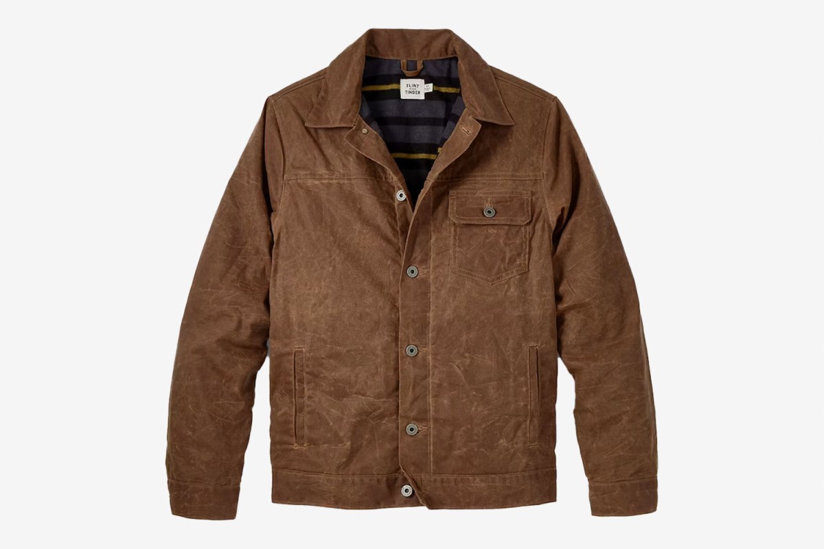 Flint and Tinder Flannel-Lined Waxed Trucker Jacket