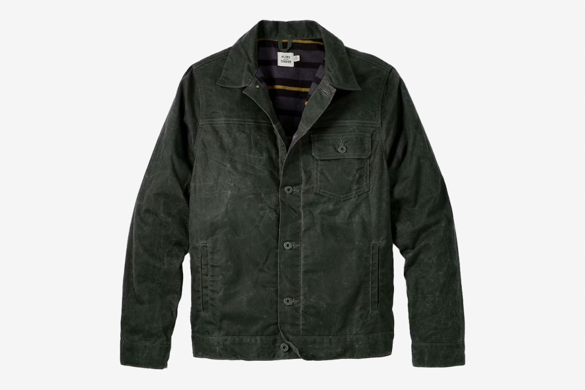 Flint and Tinder Flannel-Lined Waxed Trucker Jacket