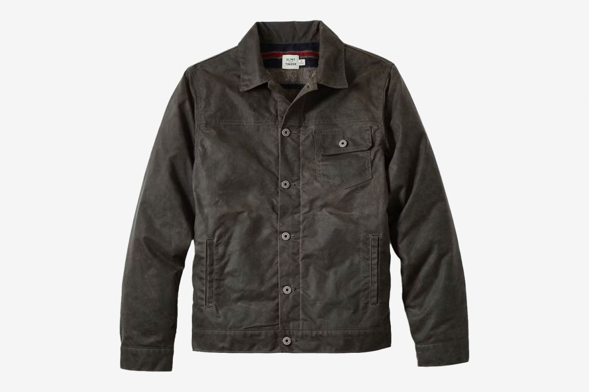 Flint and Tinder Wool-Lined Waxed Trucker Jacket