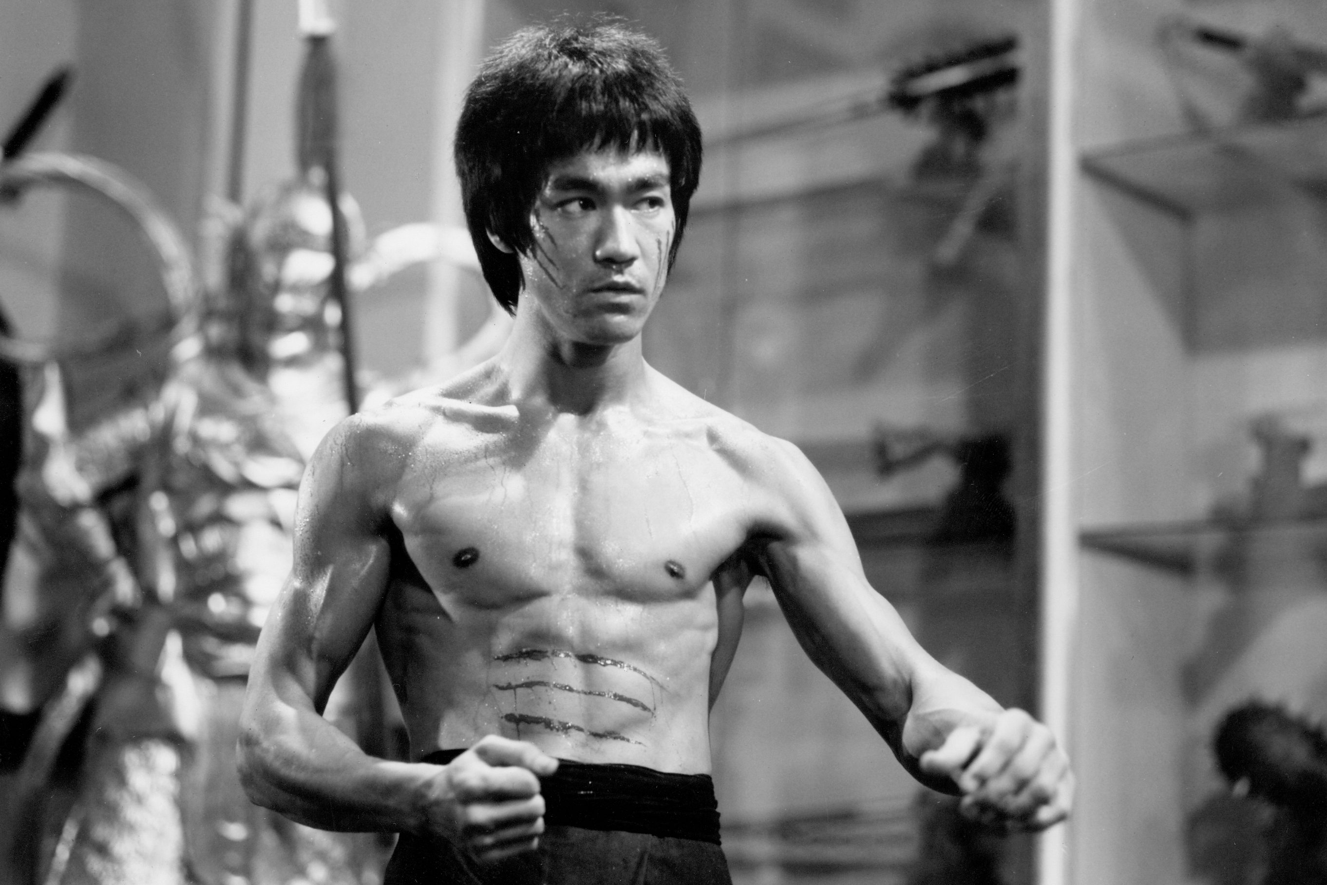 Bruce Lee poses while filming "Enter the Dragon"