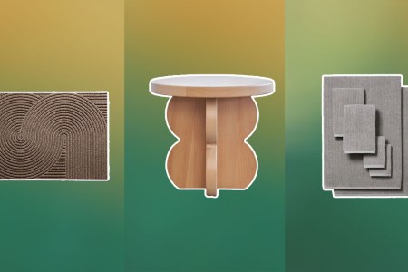 Three home design decor items on a green and yellow background