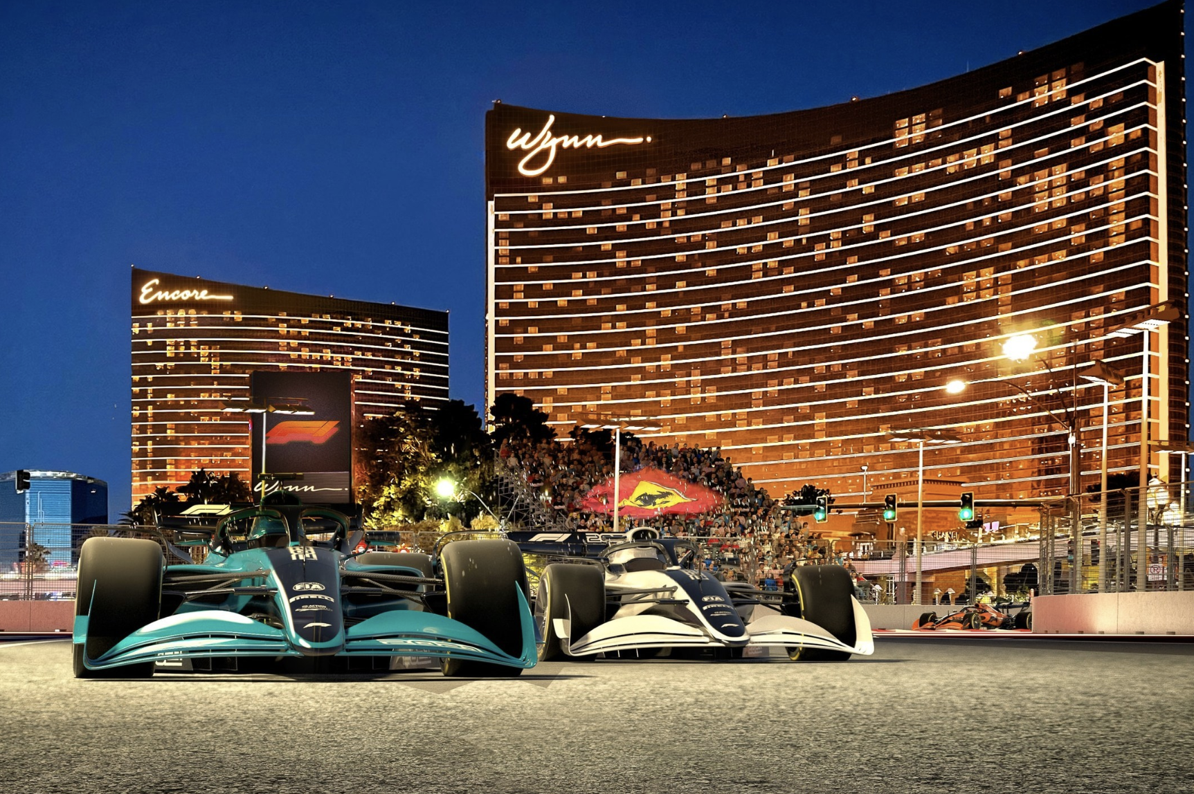 Promo art from Wynn Las Vegas and F1.