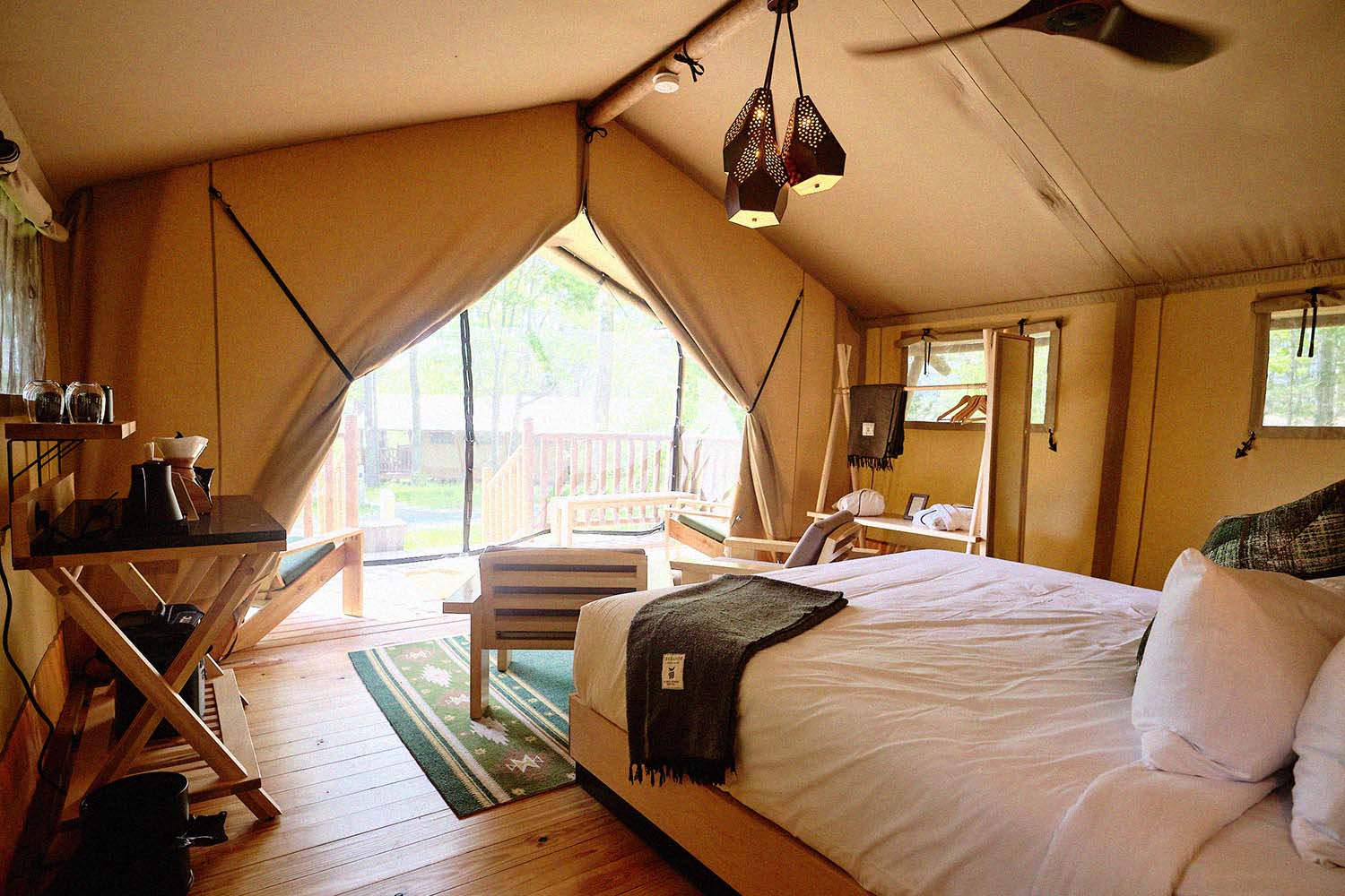 Inside one of the tents