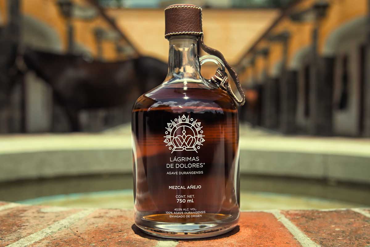 A bottle of Lágrimas de Dolores mezcal, which was aged in barrels for one year