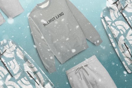 a collage of Black Friday items from Saks Fifth Avenue on a wintery blue background