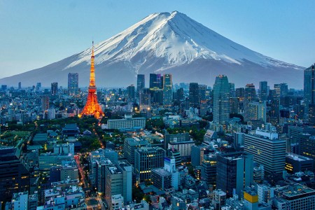 Mt. Fuji and Tokyo skyline. 35% of Japanese respondents to a Morning Consult survey say they never want to travel again.