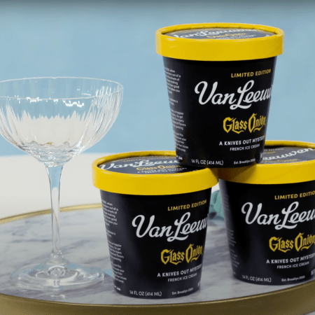 van leeuwen glass onion ice cream on a tray with a coupe glass