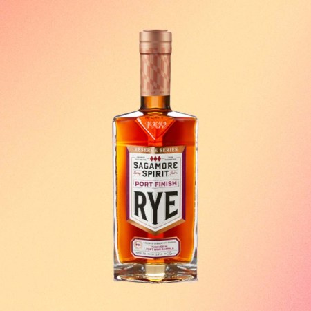 A bottle of Sagamore Spirit Port Finish Rye Whiskey