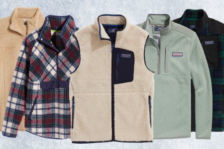 a collage of Vineyard Vines Fleeces for the entire family on a holiday background