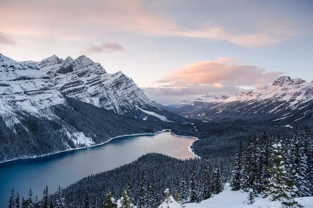 Banff National Park at sunset in winter