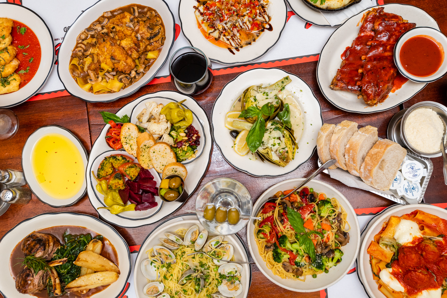 Spread of food on a table form Club Lucky
