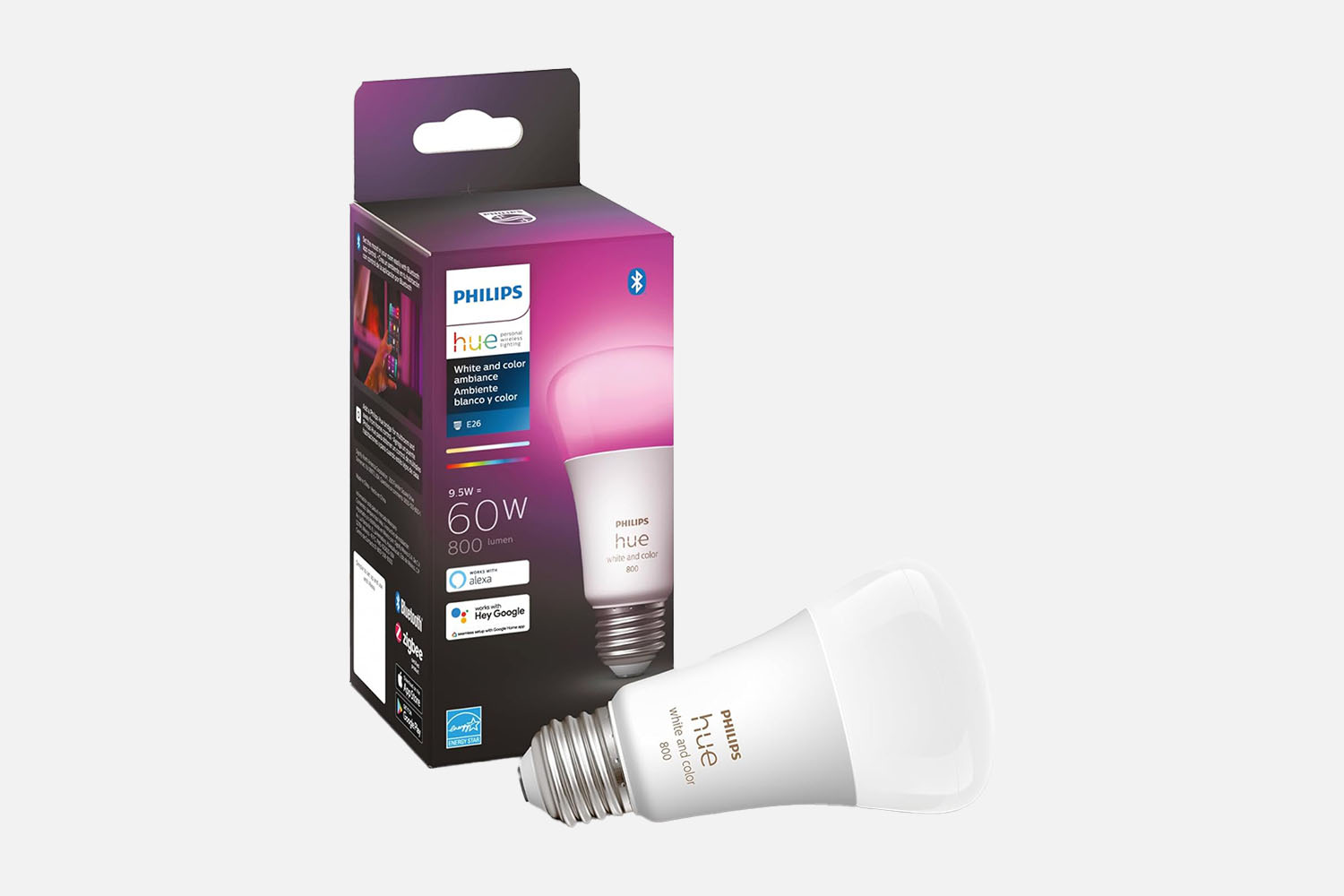 Philips Hue White and Color Ambiance A19 E26 LED Smart Bulb