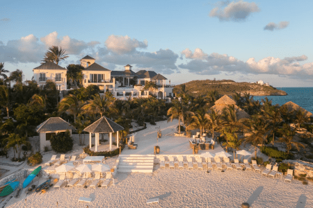 prince's caribbean villa overhead shot of the private beach