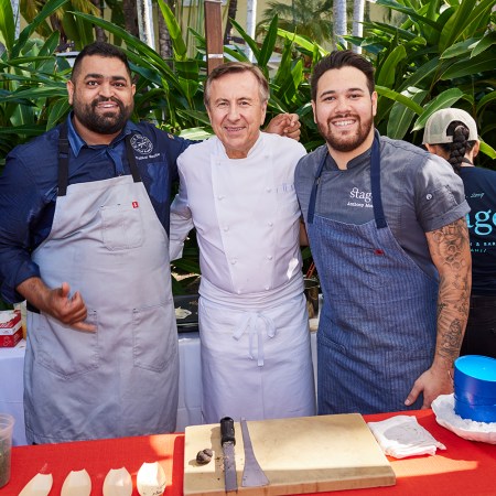 Daniel Boulud (center) with Pushkar Marathe (left) of Stage Kitchen.