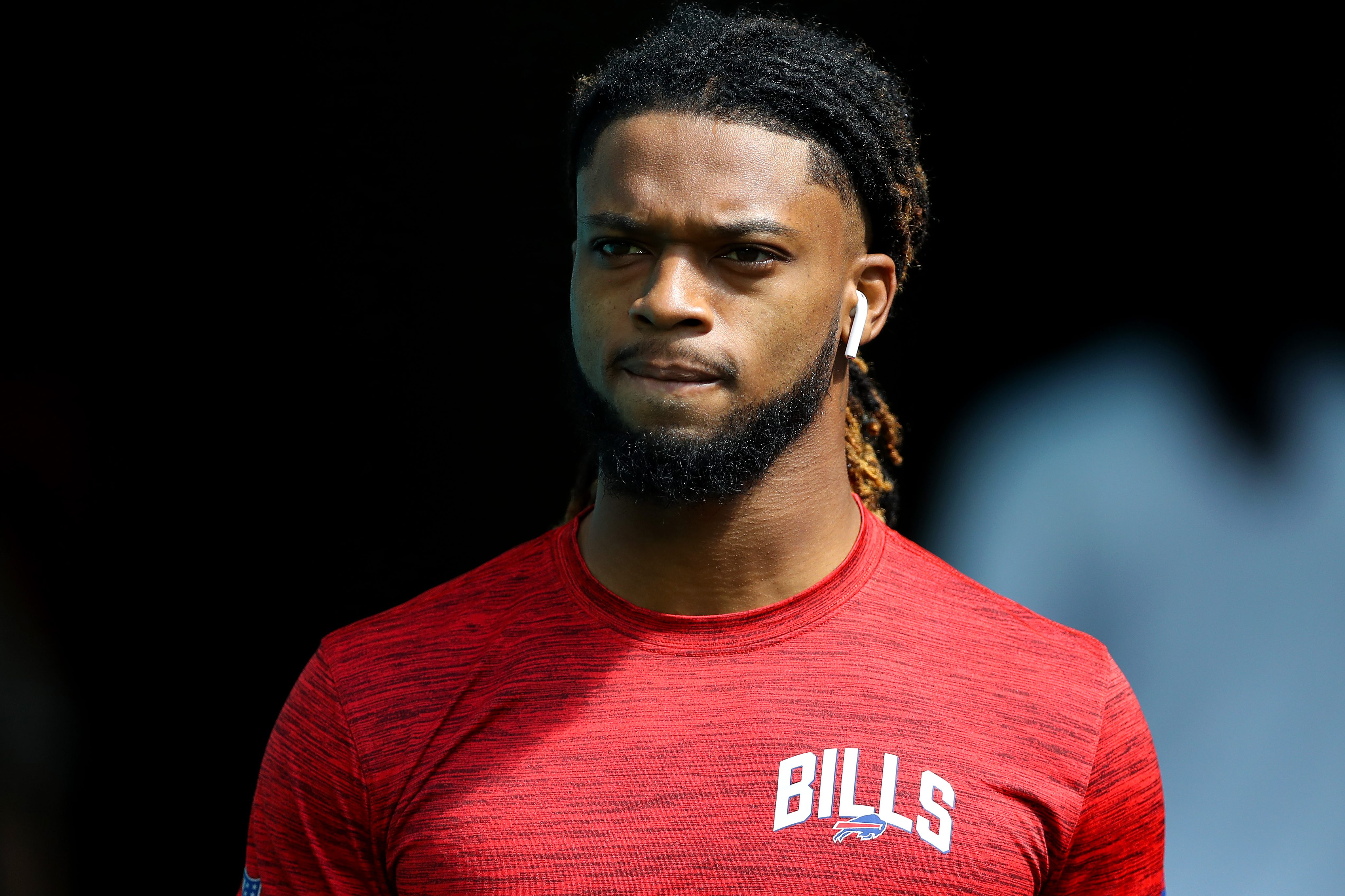 Damar Hamlin looks on prior to a game in September.