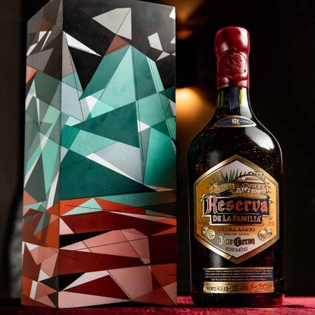 The box and bottle for Jose Cuervo Reserva de la Familia Extra Añejo
