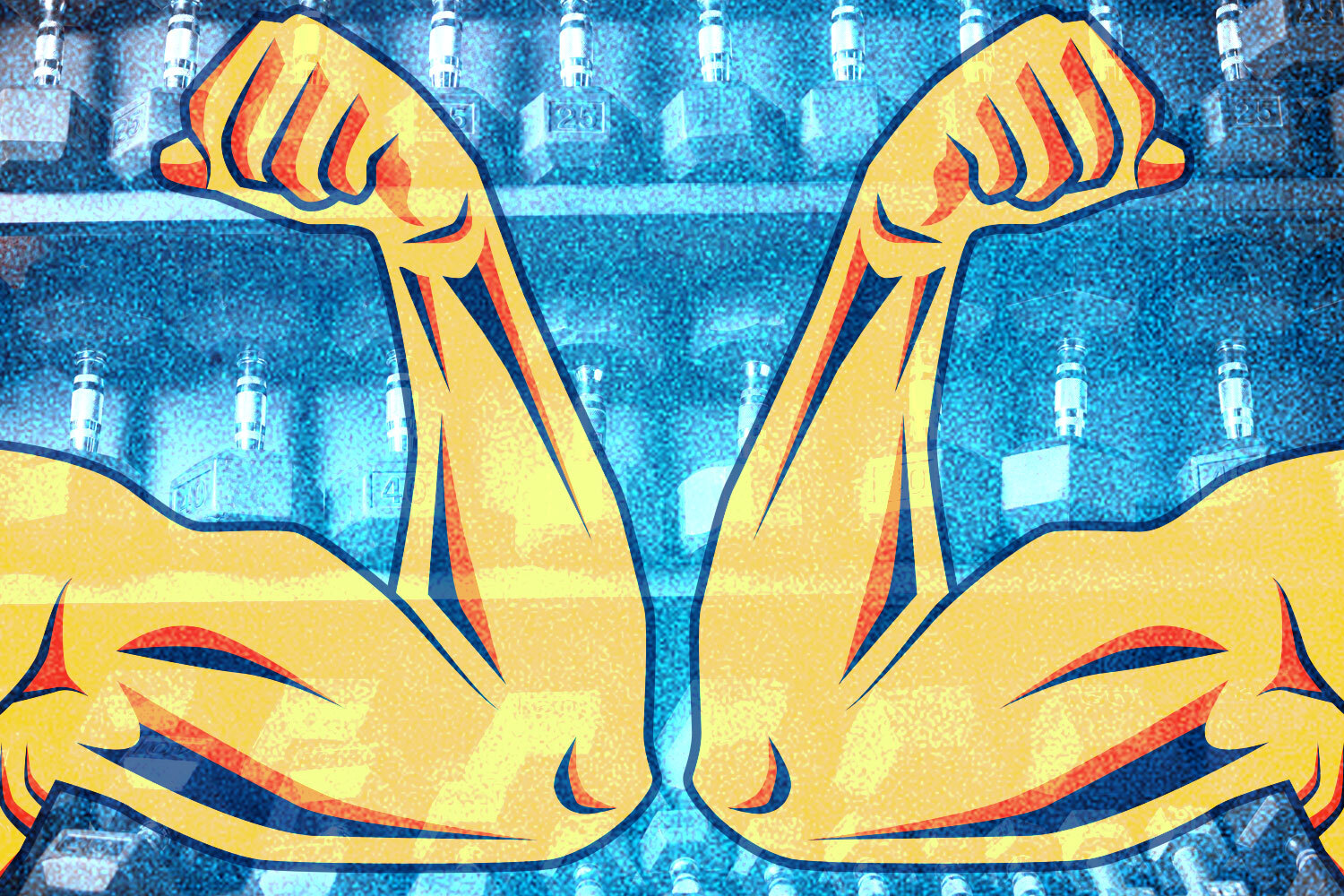 A cartoon of two strong arms.