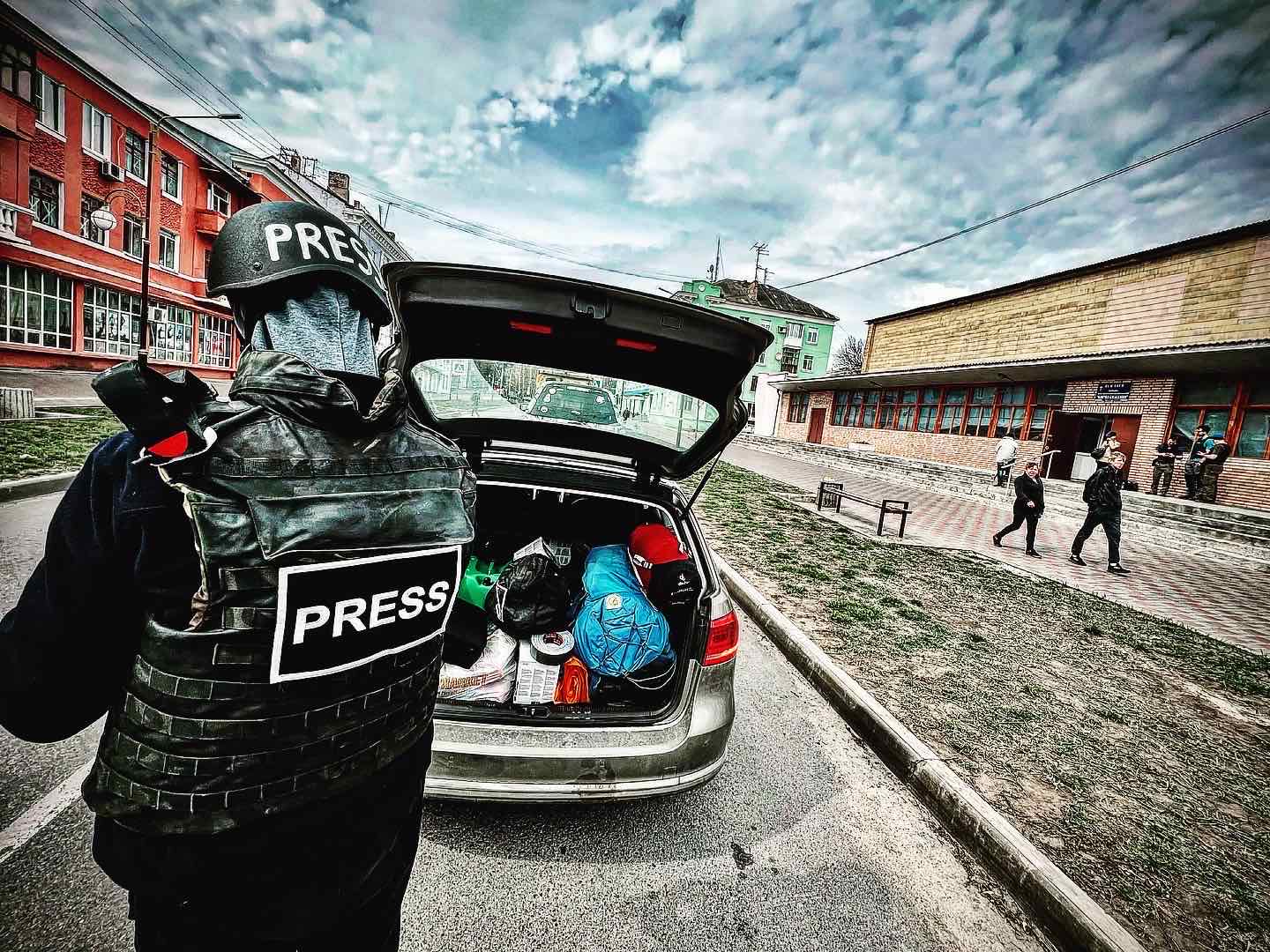 car filled with supplies in Ukraine