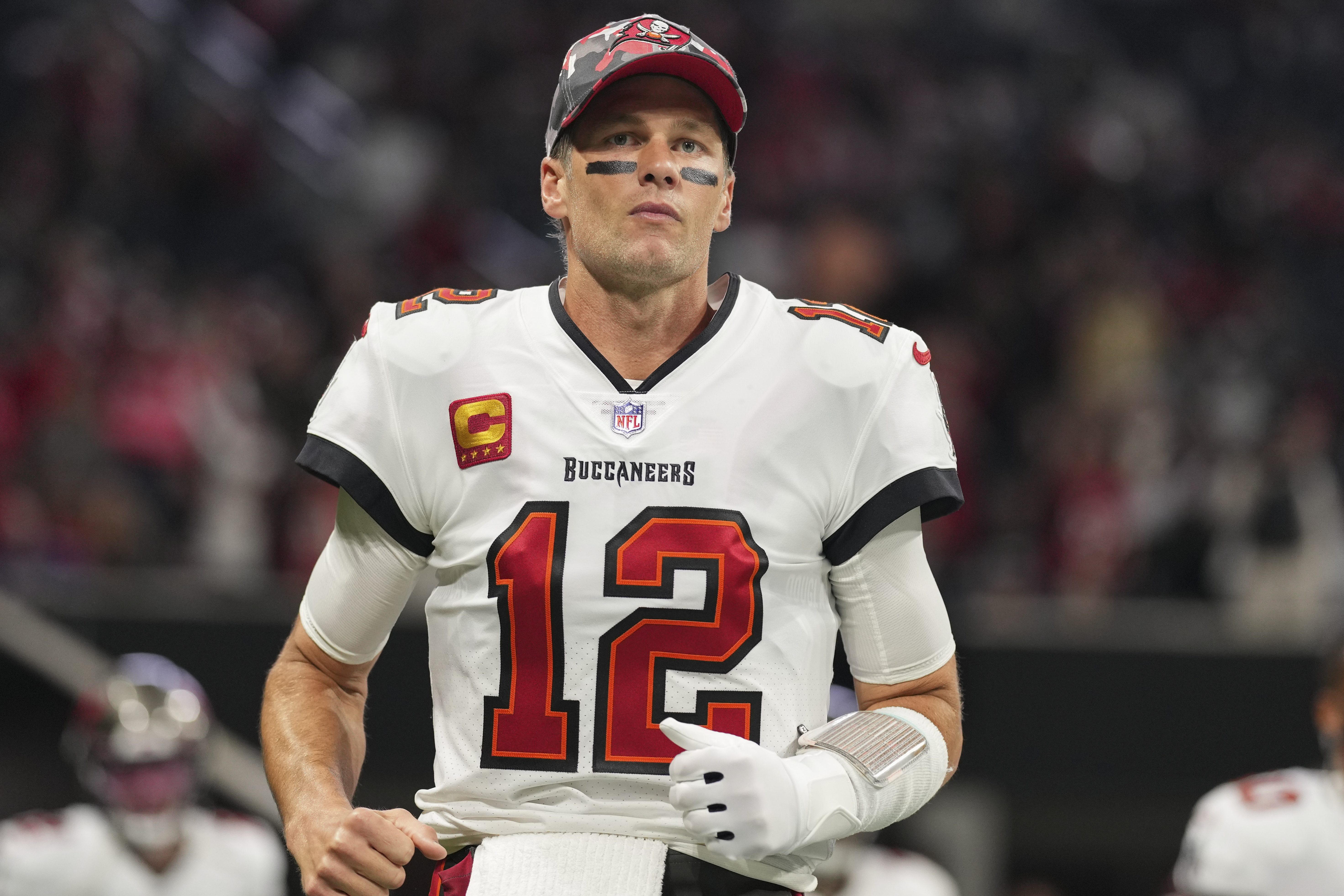 Tom Brady takes the field in 2023 in Atlanta.