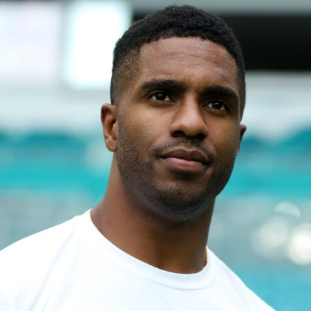 Byron Jones of the Dolphins during pregame warm-ups in 2022.