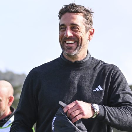 Aaron Rodgers playing in the Pro-Am at Pebble Beach.