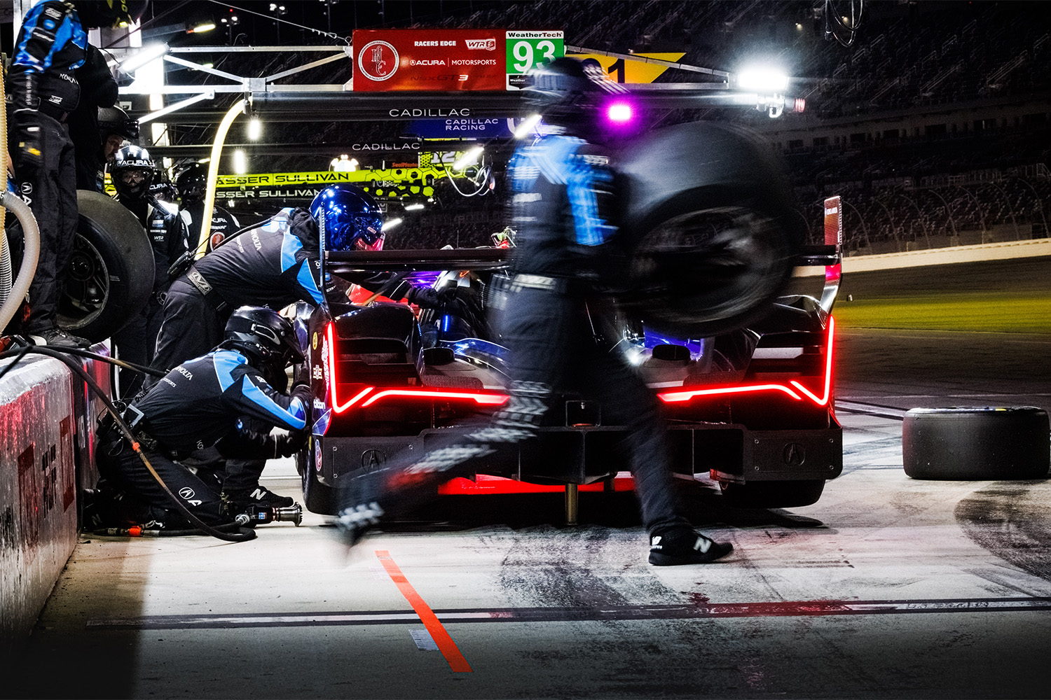 Action in the pits during Practice #3 #10 Konica Minolta Acura ARX-06, Acura ARX-06, GTP; Ricky Taylor (USA), Filipe Albuquerque (PRT); Louis Deletraz (CHE), Brandon Hartley (USA)