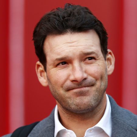 CBS broadcaster Tony Romo at the AFC Championship Game in 2019.
