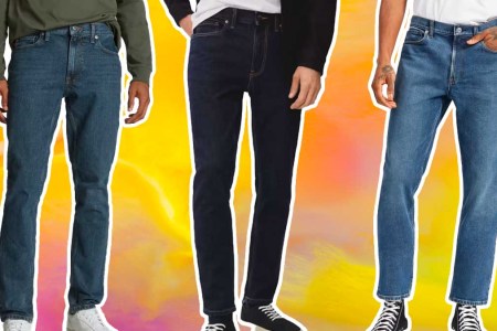 Models wearing Everlane jeans, now on sale