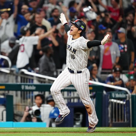 Shohei Ohtani #16 of Team Japan rounds the bases to score on a three-run home run hit by Masataka Yoshida #34 in the seventh inning during the 2023 World Baseball Classic Semifinal game between Team Mexico and Team Japan at loanDepot Park on Monday, March 20, 2023 in Miami, Florida