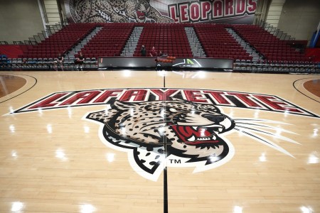 Center court at the Lafayette Leopards college basketball arena