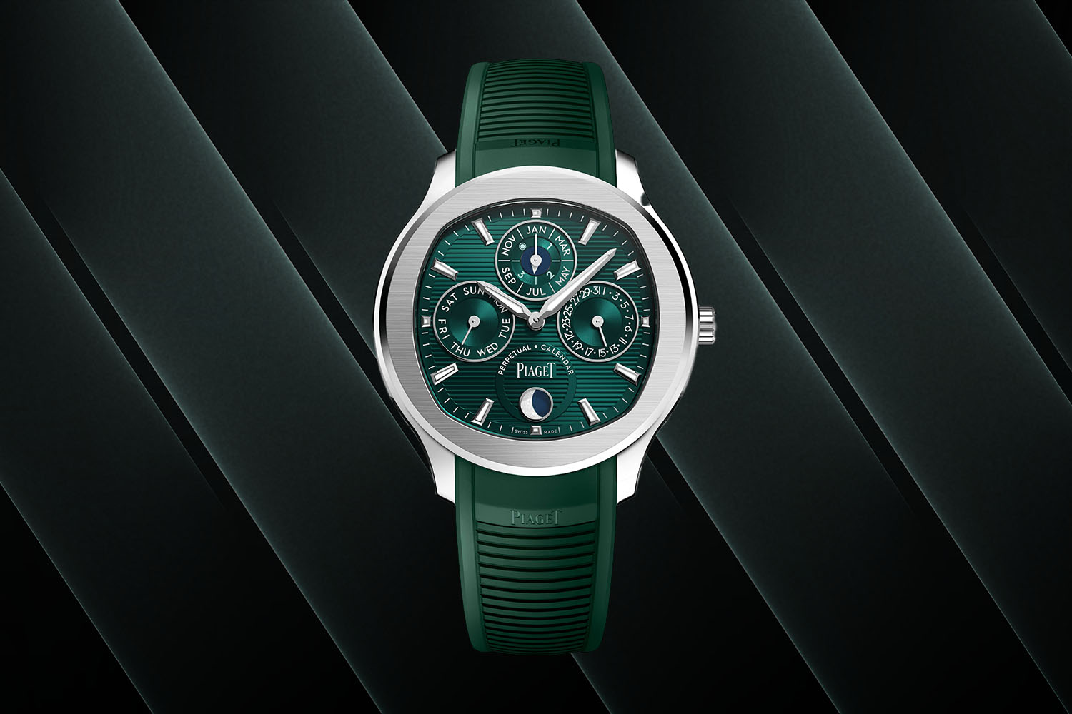 Piaget Polo Perpetual Calendar on a black background