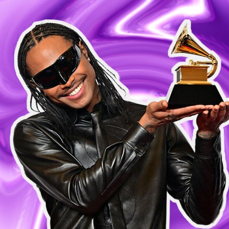 a photo of Steve Lacy's sunglasses on a purple gradient background