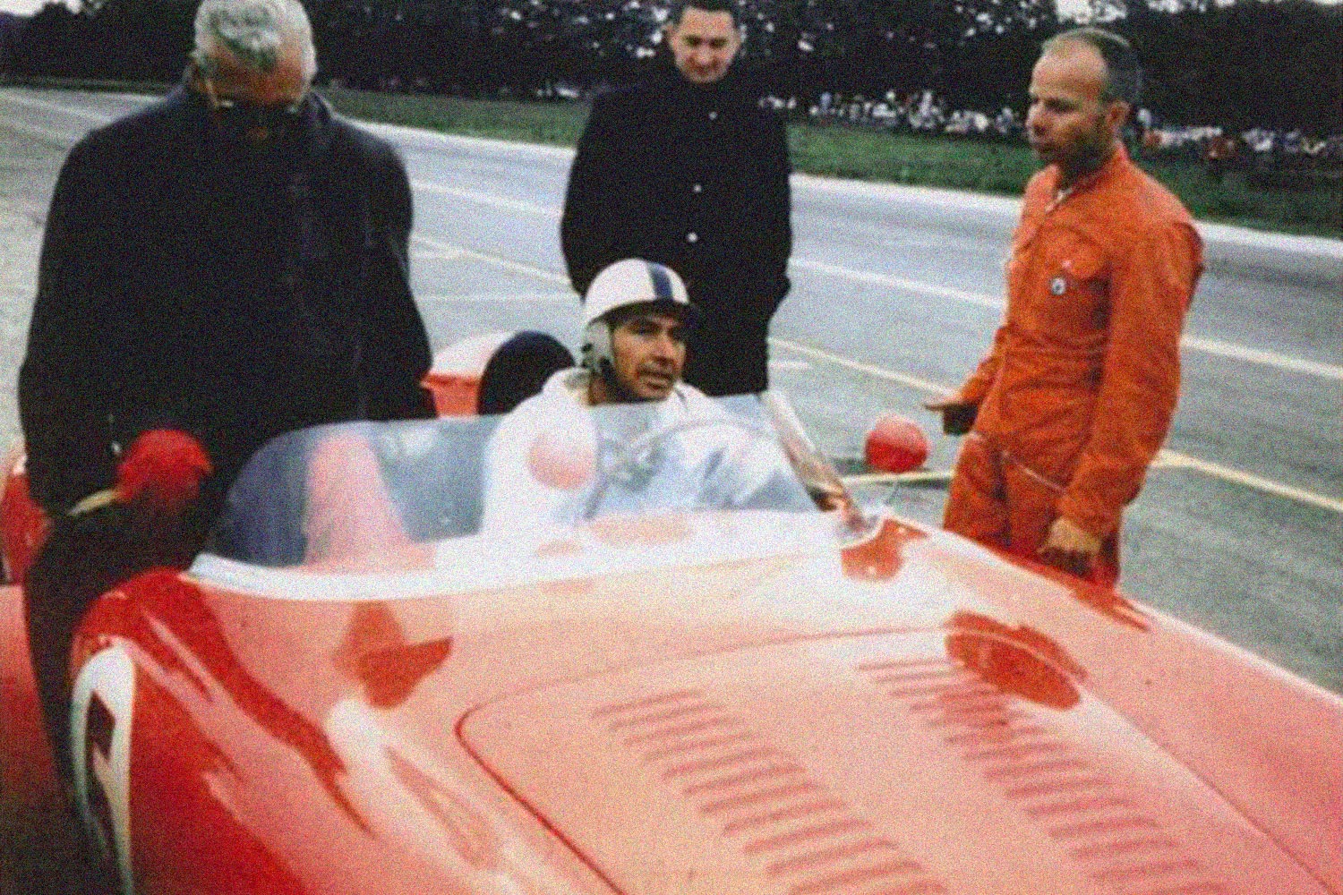 Carroll Shelby driving an OSCA car at a race in 1956