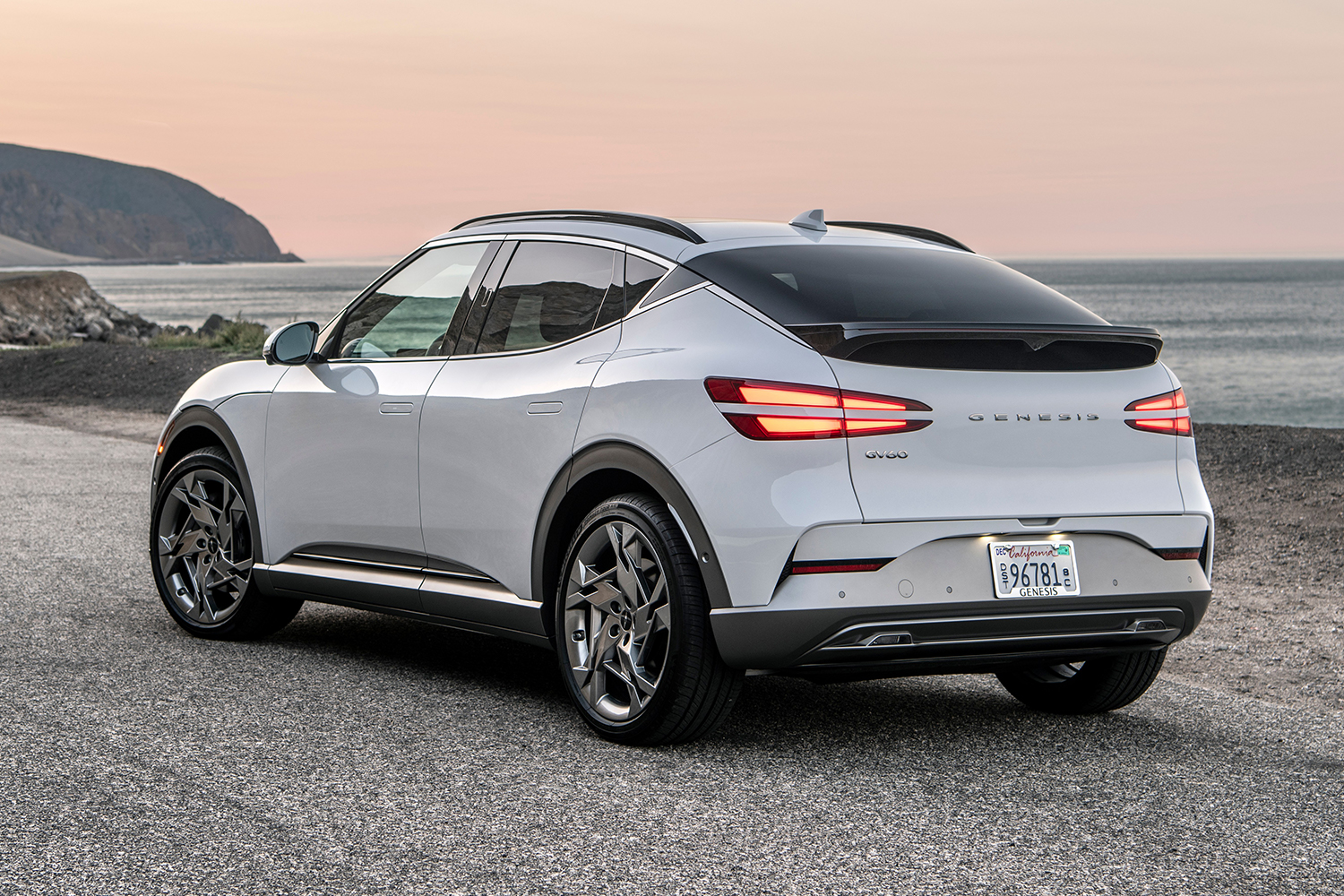 The Genesis GV60 rear end. We recently reviewed the electric SUV.