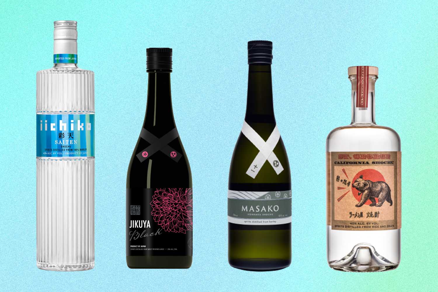 four bottles of recommended shochu