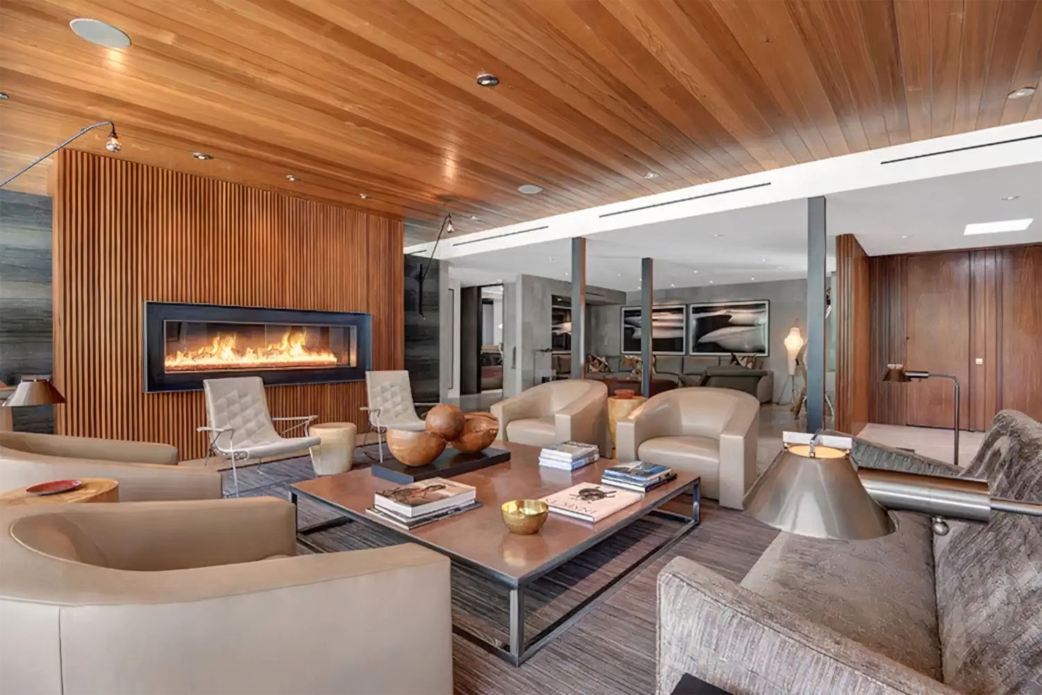 A living room inside of The Playboy Pad.