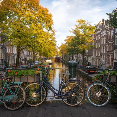 Bicycles on a bridge in Amsterdam