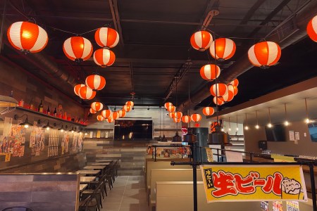 Wide shot of Akai Tori's interior.