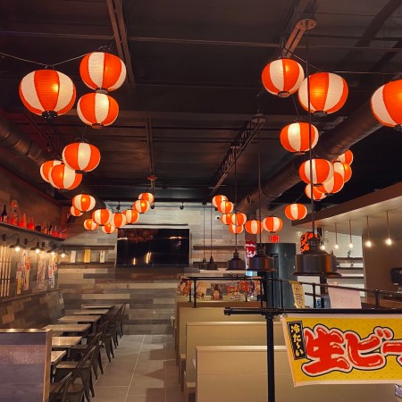 Wide shot of Akai Tori's interior.