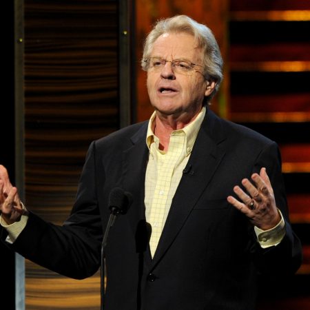 Talk show host Jerry Springer speaks onstage. He died on Thursday, April 27, 2023.