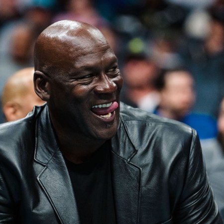 CHARLOTTE, NORTH CAROLINA - MARCH 03: Charlotte Hornets owner Michael Jordan looks on during their game against the Orlando Magic at Spectrum Center on March 03, 2023 in Charlotte, North Carolina. NOTE TO USER: User expressly acknowledges and agrees that, by downloading and or using this photograph, User is consenting to the terms and conditions of the Getty Images License Agreement.