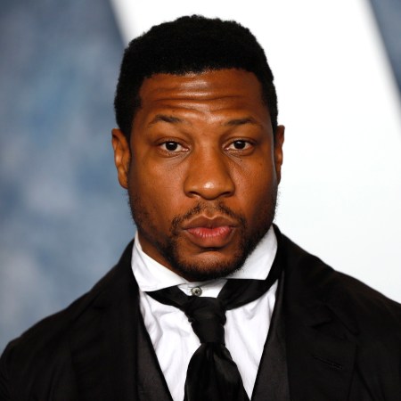 Jonathan Majors attends 2023 Vanity Fair Oscar After Party Arrivals at Wallis Annenberg Center for the Performing Arts on March 12, 2023.