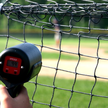 radar gun catches the speed of a fast ball