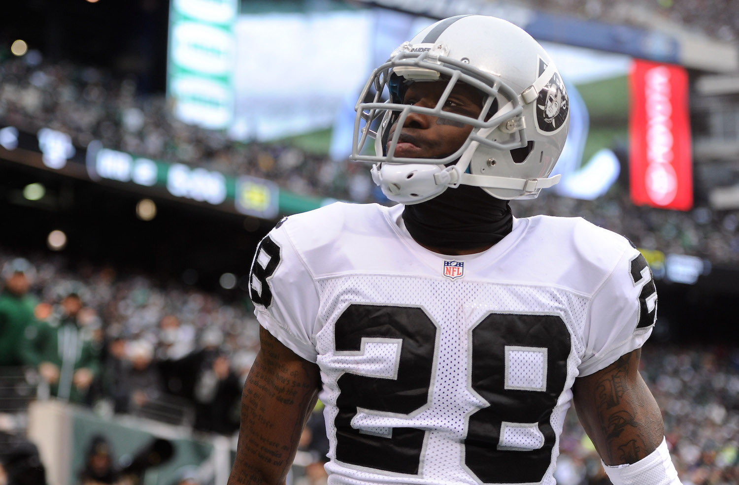 Phillip Adams of the Oakland Raiders at MetLife Stadium on December 8, 2013 in East Rutherford, New Jersey.