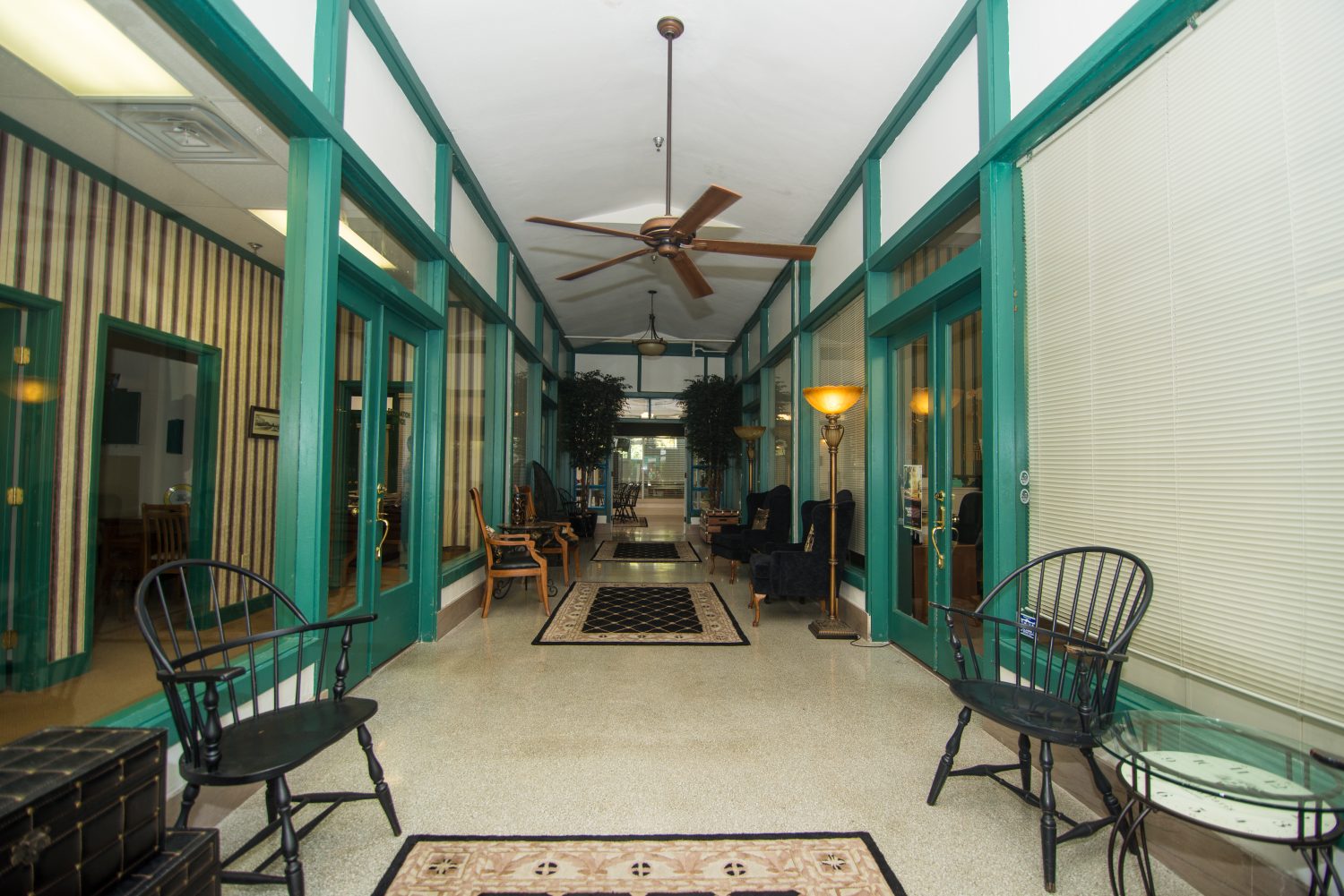 The hallway of the Jacaranda hotel.
