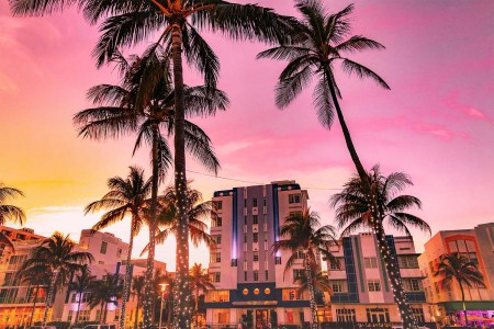 The waterfront of the famous Ocean Driver Art Deco district of Miami Beach