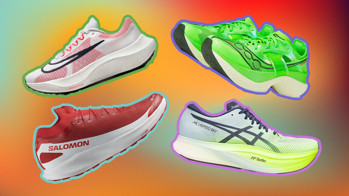 Racing Shoes on an abstract orange and red background