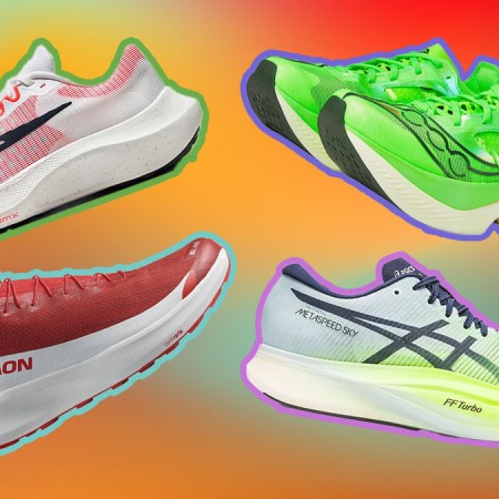 Racing Shoes on an abstract orange and red background