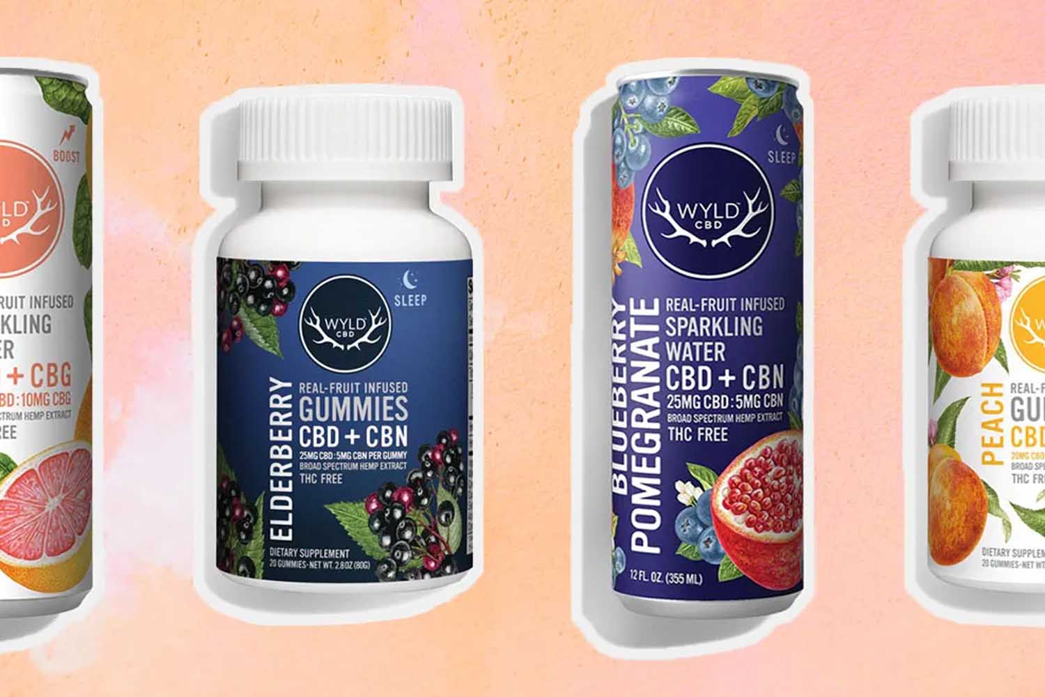 a collage of Wyld CBD products on a grey background