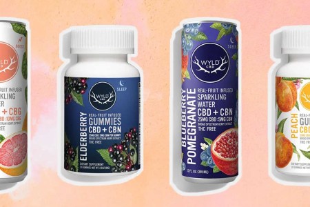 a collage of Wyld CBD products on a grey background